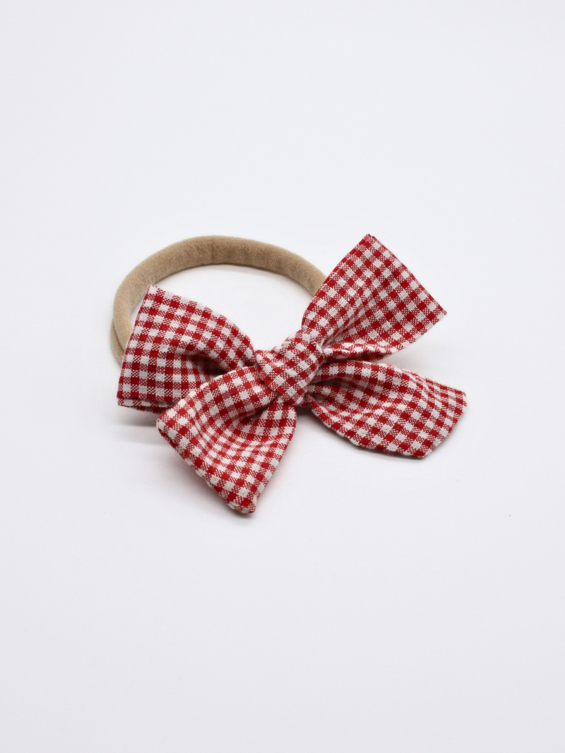 Ester Bow Hair Band - Christmas Gingham