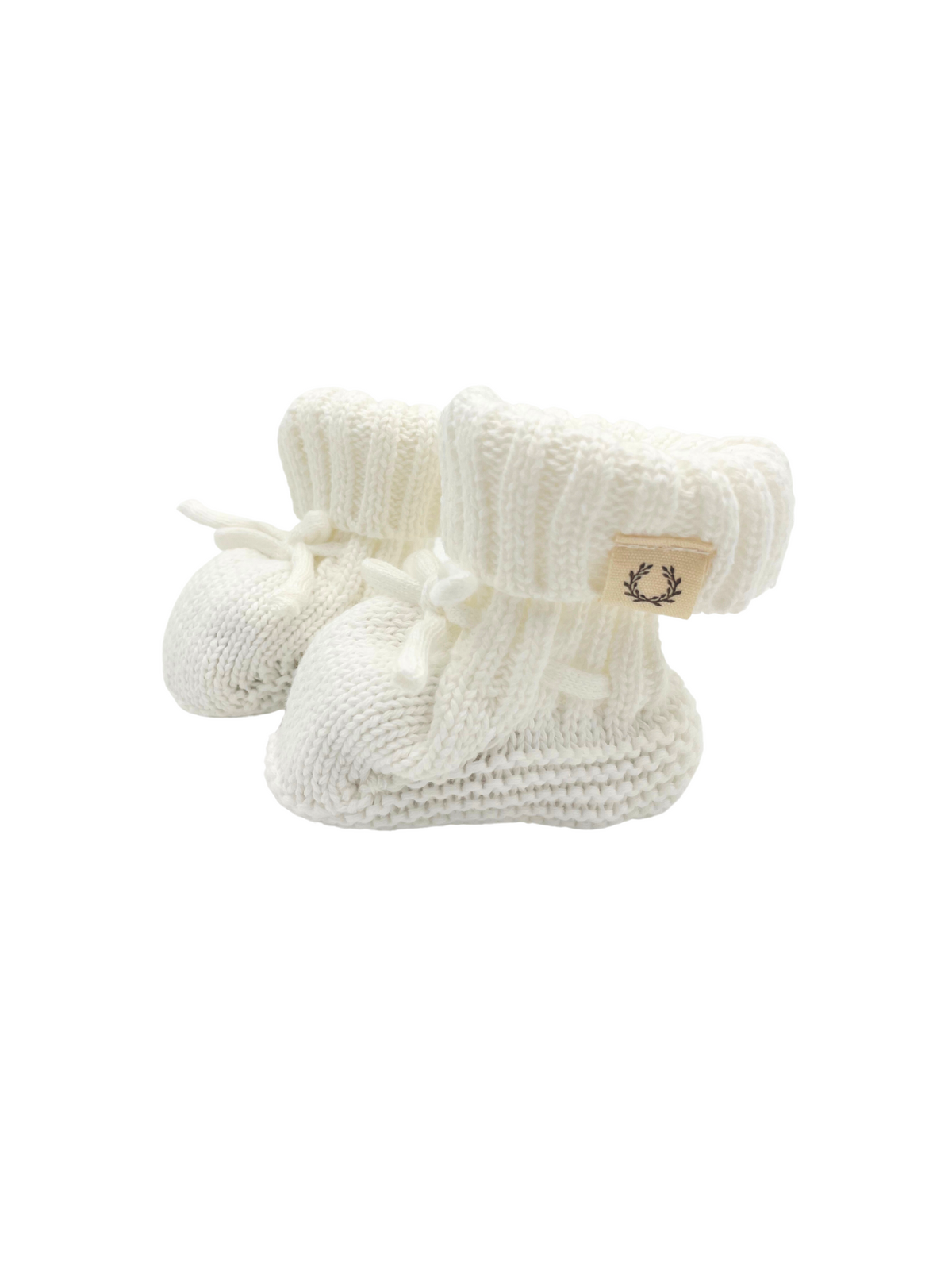 Organic Cotton Knit Booties - White Dove