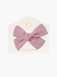 Ester Linen Bow - Old Pink